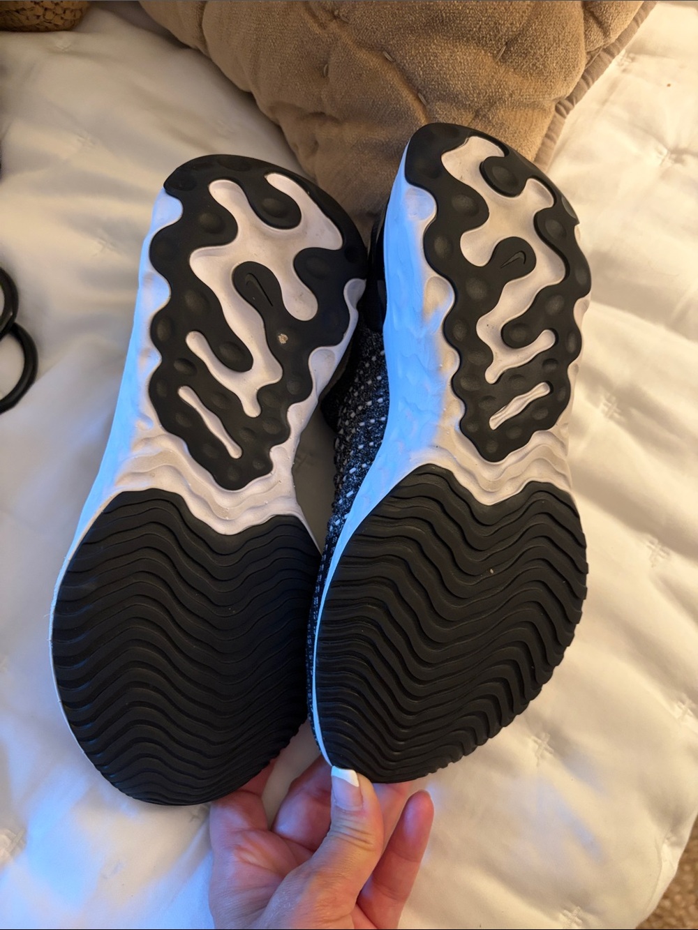 Nike Men’s Black & White Knit Slip-On Sneakers - Picture 4 of 5